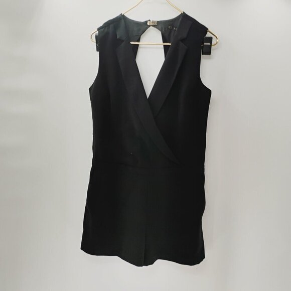 ZARA Size M Womens Crossover V-neck Jumpsuit Romper Black open back - Picture 9 of 16